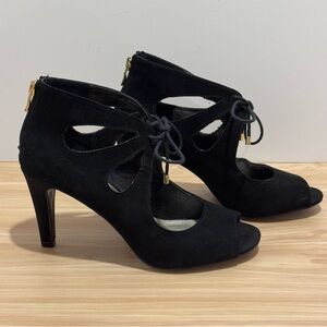 ANA A New Approach Heels Womens 8.5 Chance Peep Toe Back Zip Pumps 023-5279 Blk